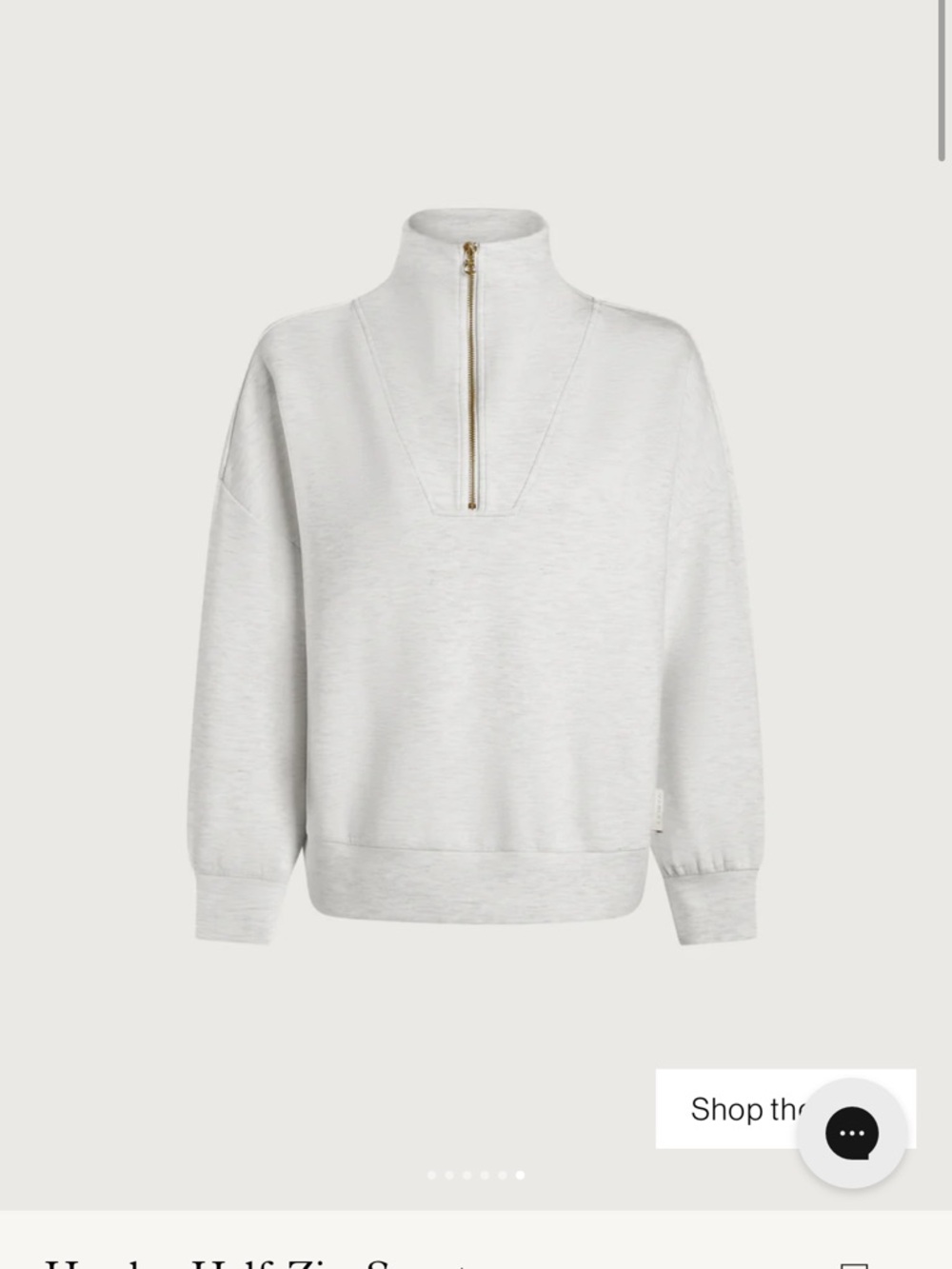 Varley Hawley Half Zip Sweat S Ivory Marl